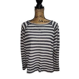 Company Ellen Tracy Striped Rhinestone Sweatshirt Pullover Top XL‎